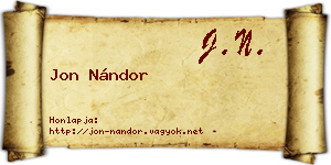 Jon Nándor névjegykártya